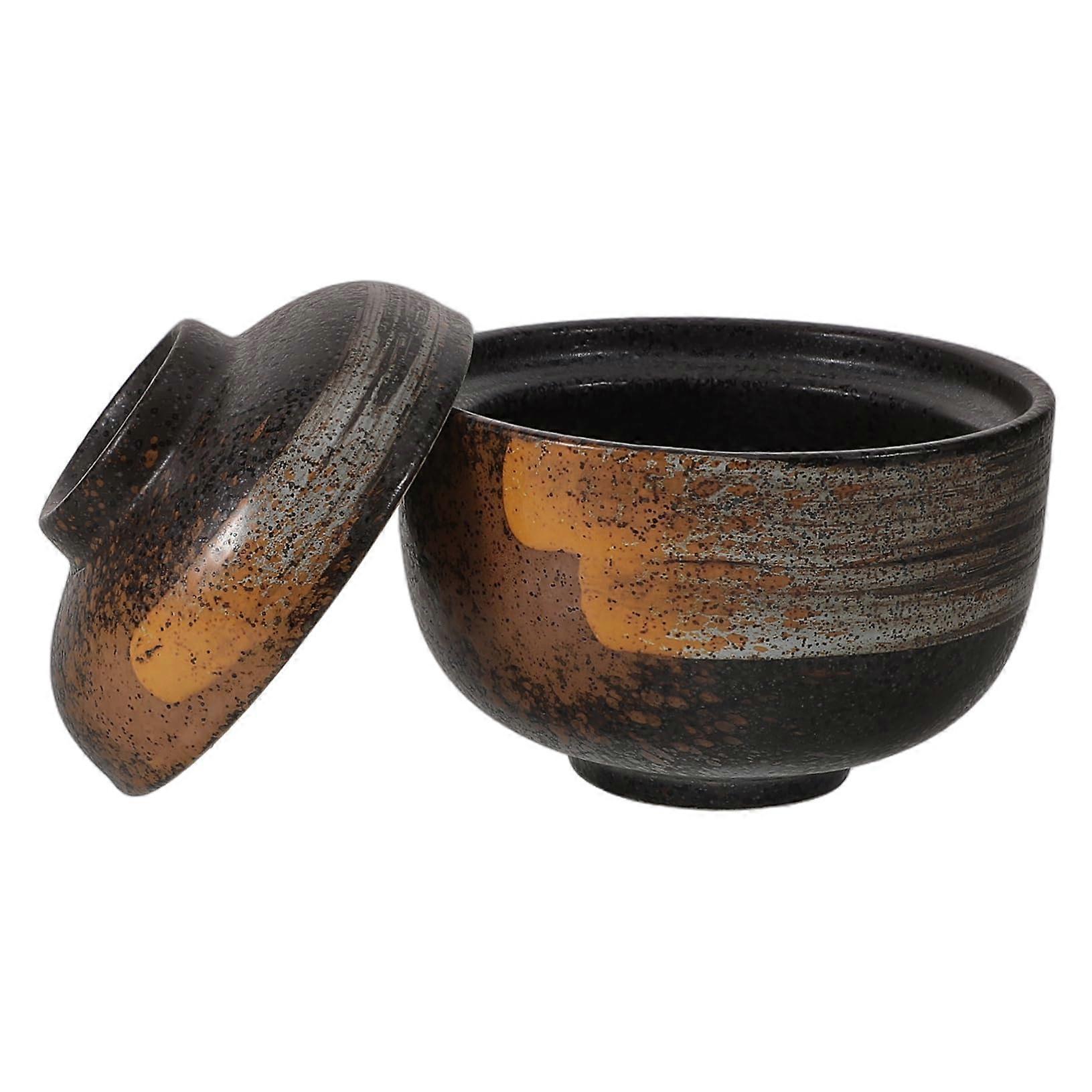 Ceramic Soup Bowl with Lid, Large Ramen Bowl for Pasta and Miso Soup, Japanese Rice and Chinese Soup Bowls, Durable Material