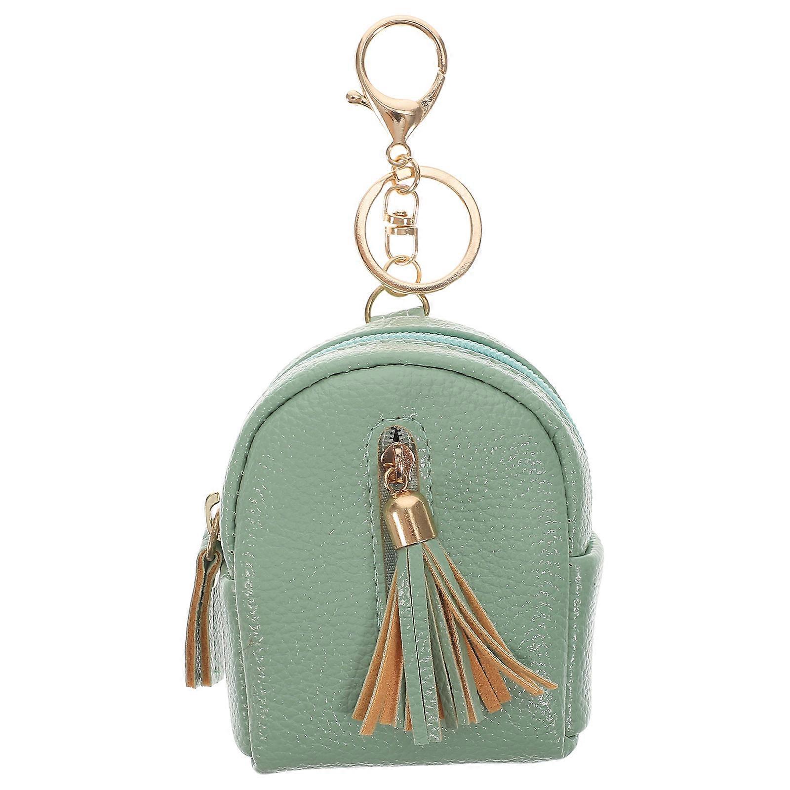 Compact Key Chain Coin Purse with Zipper – Portable Mini Handbag for Change, Creative Design, Everyday Use, Green