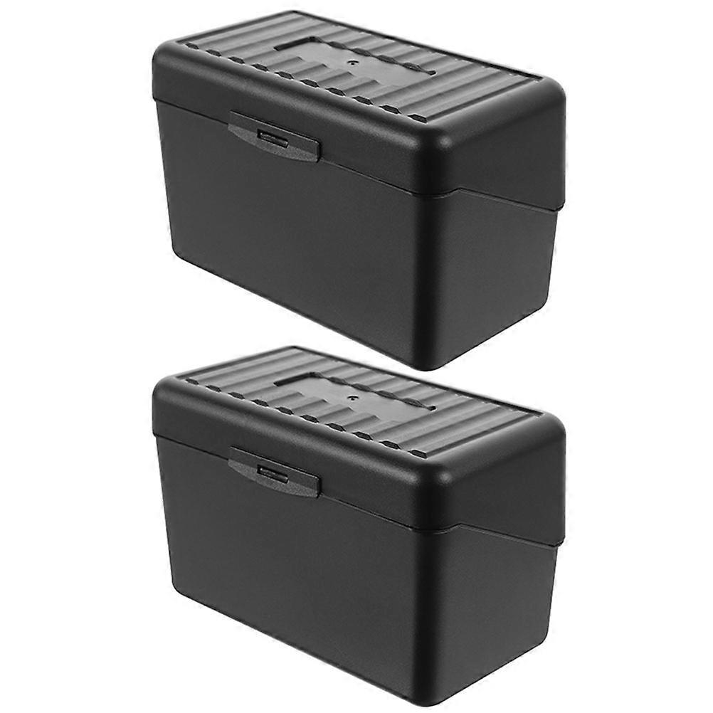 Portable Business Card Storage Box – PP Index Card Organizer for Office & Home, Compact Capacity Design for Tidy Desks & Events – 2PCS Black Set