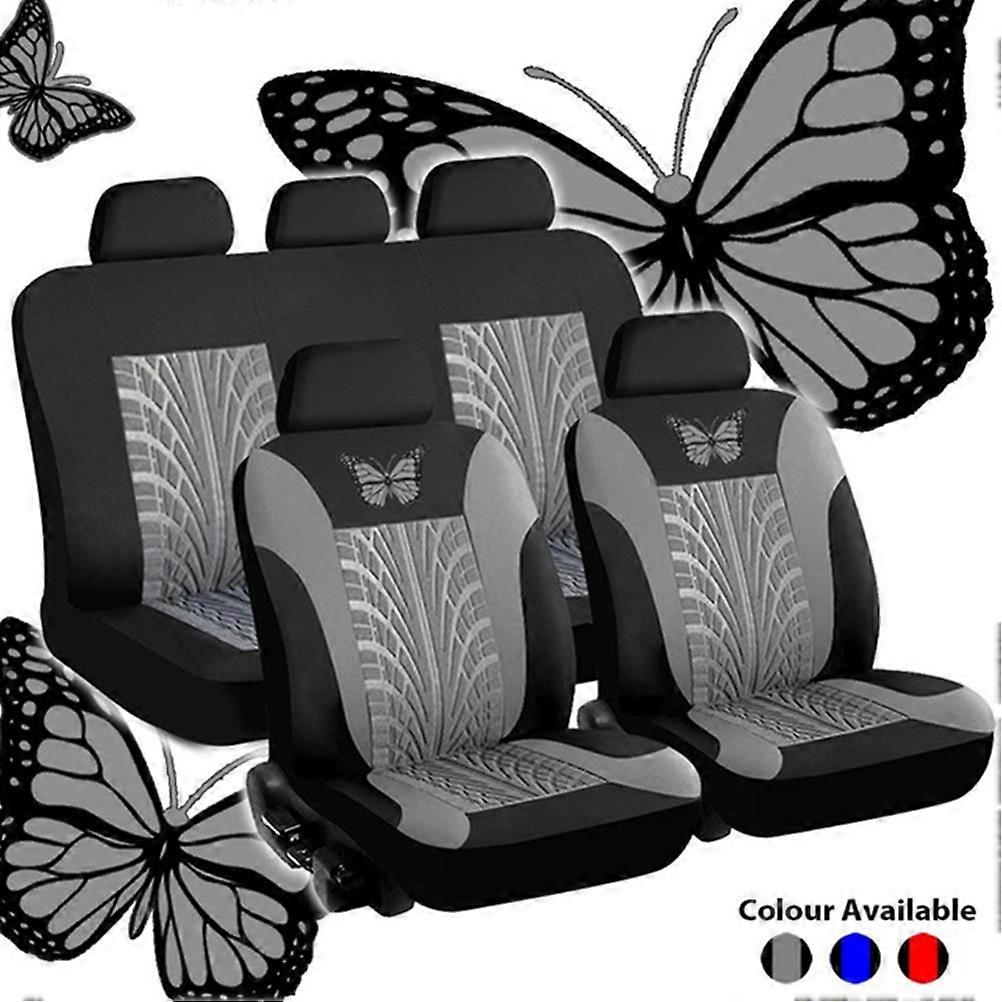 Housses de siège auto universelles, motif papillon, gaufrage, reniflard, ensemble complet, housse de coussin de voiture, accessoires