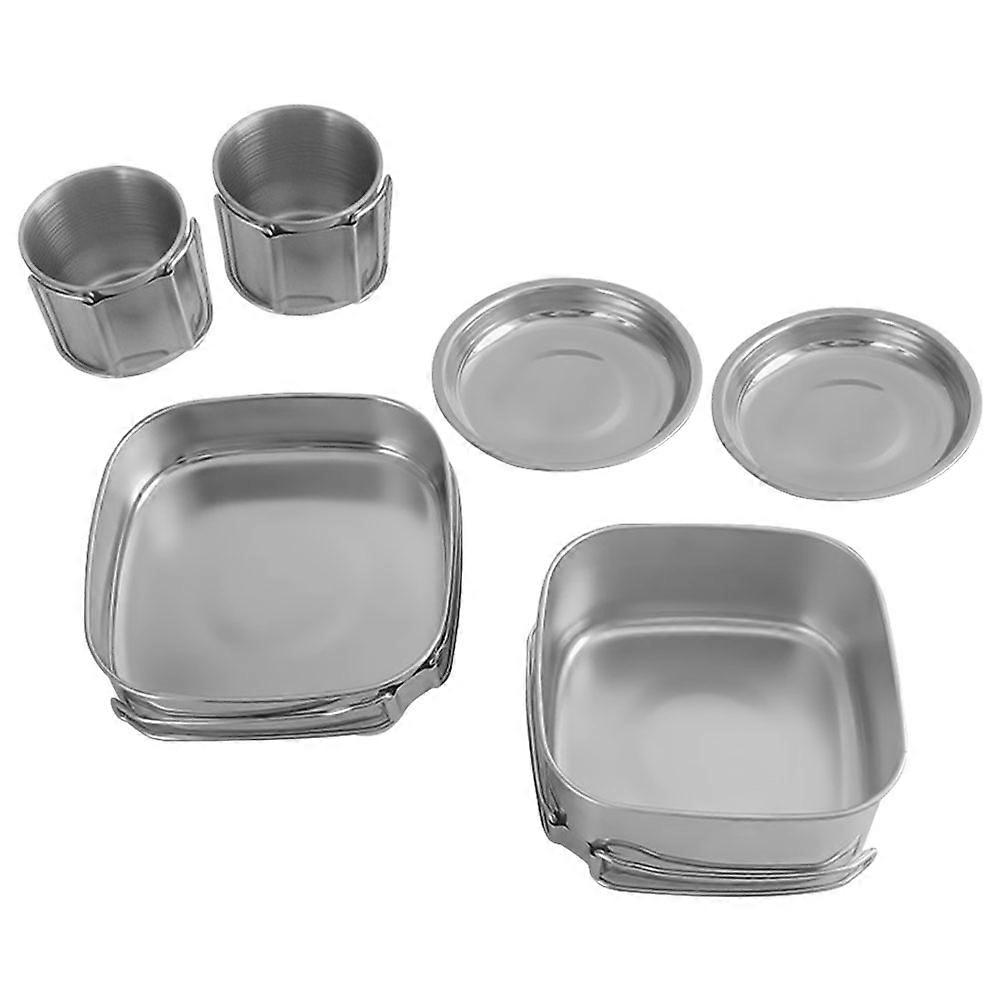 Portable Camping Cookware Set Cooking Pot Set Multi-Use For Hiking Silver 14.2x14.2cm Large Capacity 1Set