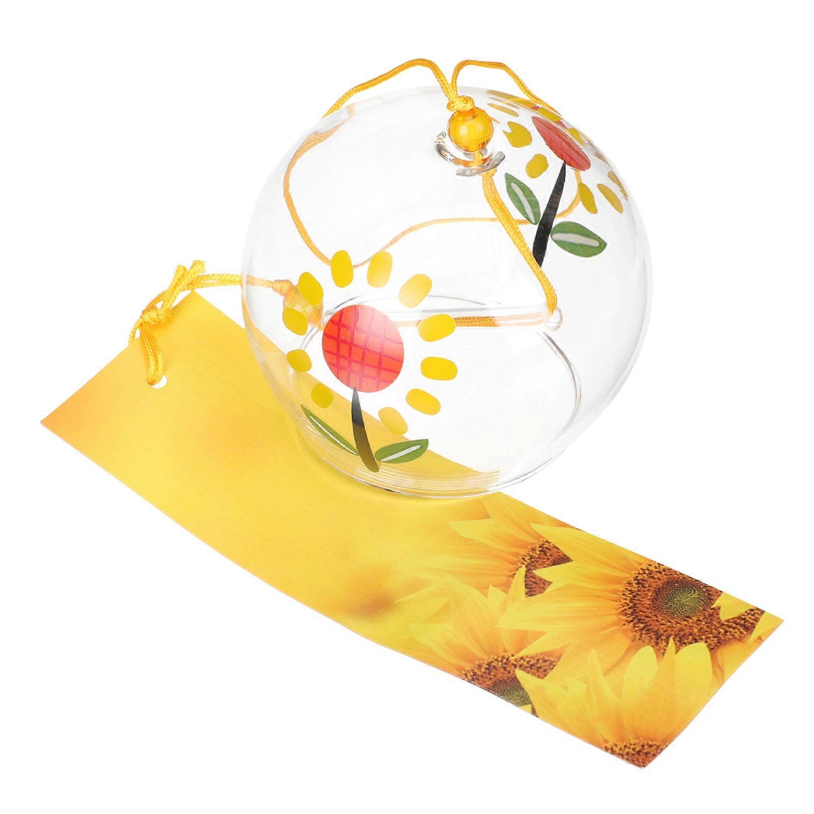 Backyard Wind Chime Japanese Style 8x7cm Yellow Flower Pattern 1Pack