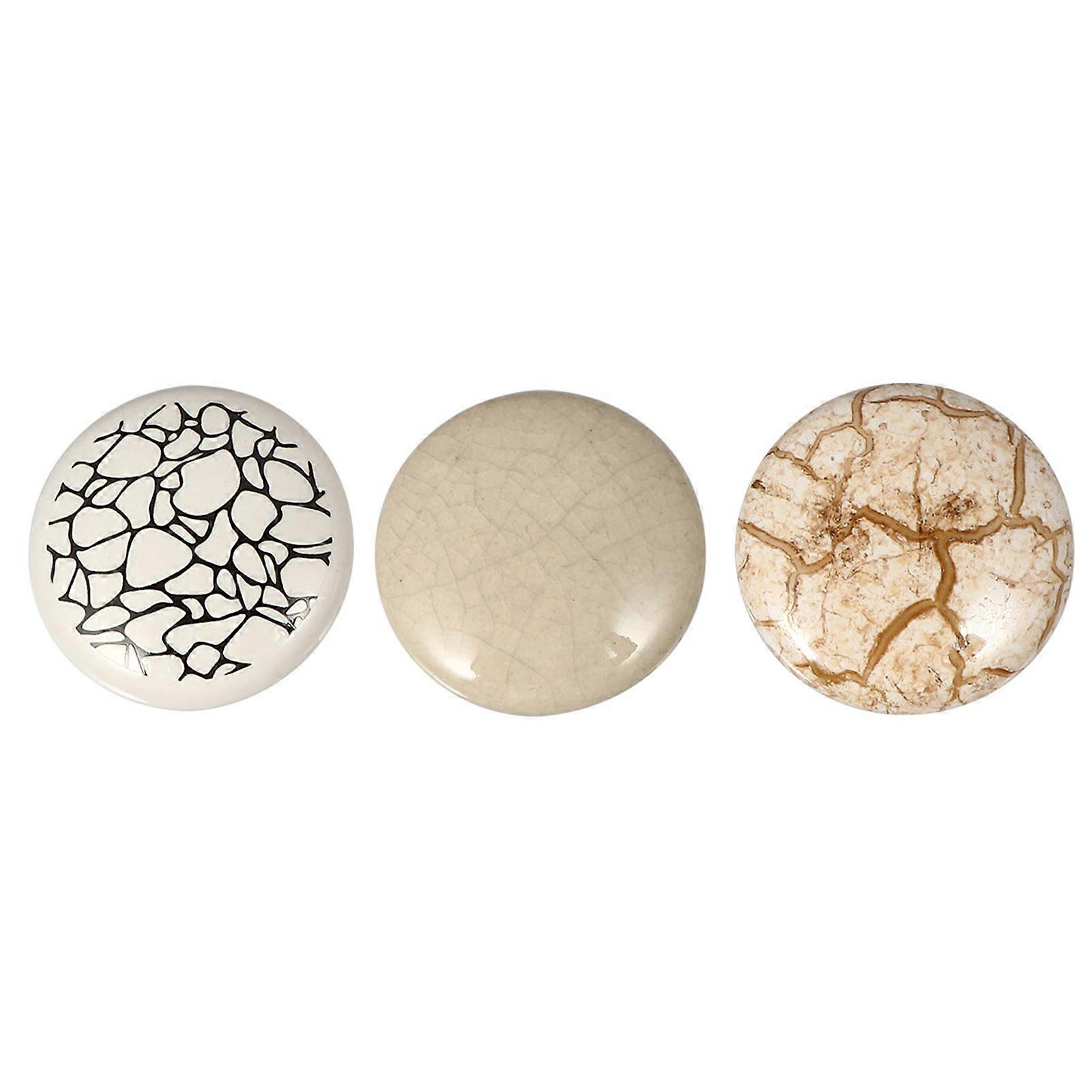 Ceramic Furniture Knobs Round Shape Modern Style For Cabinet Door And Drawer Assorted Color 3Pcs