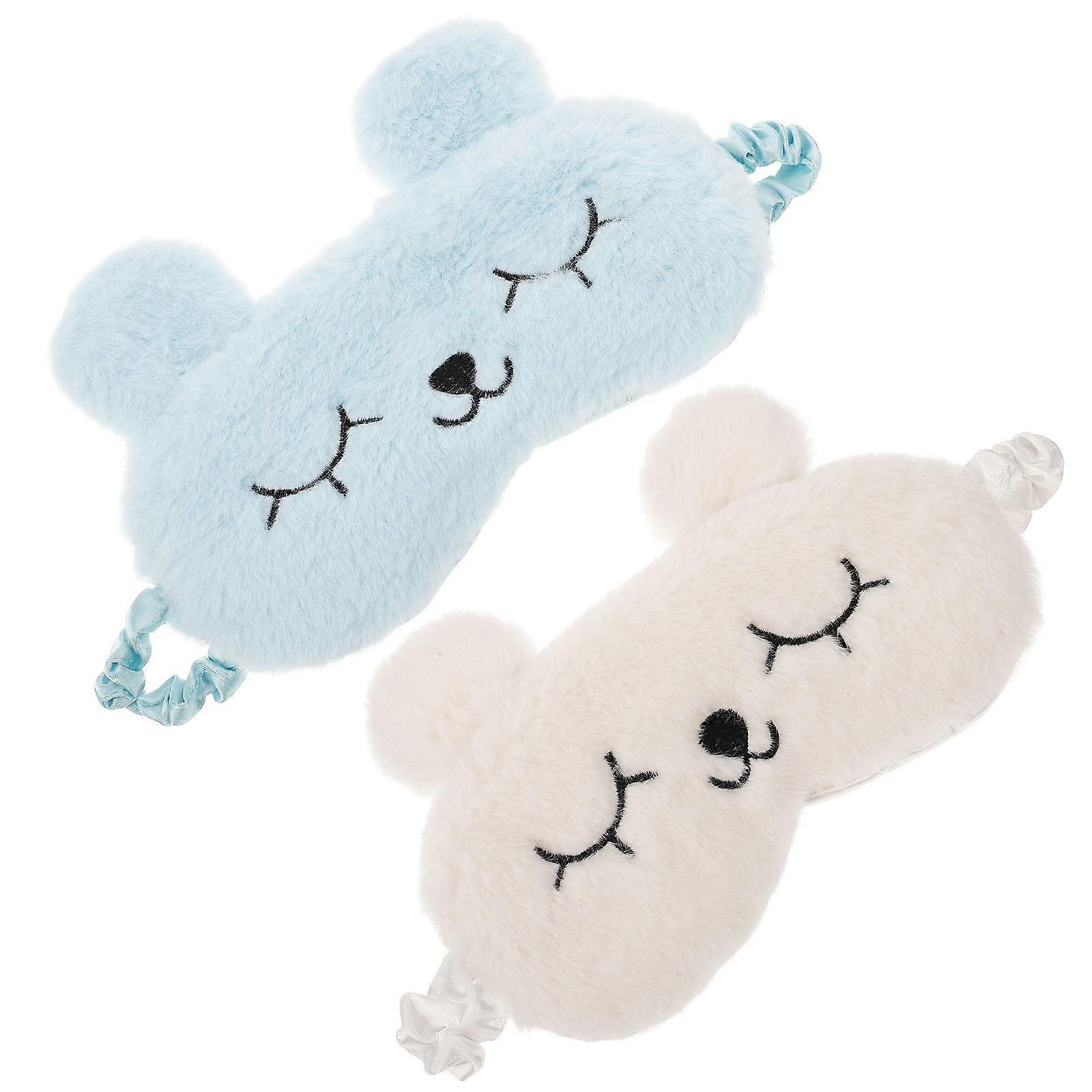Bedtime Eye Shades Rabbit Shape Plush Sleeping Mask For Girls 19x10cm Promote Sleep 2Pcs