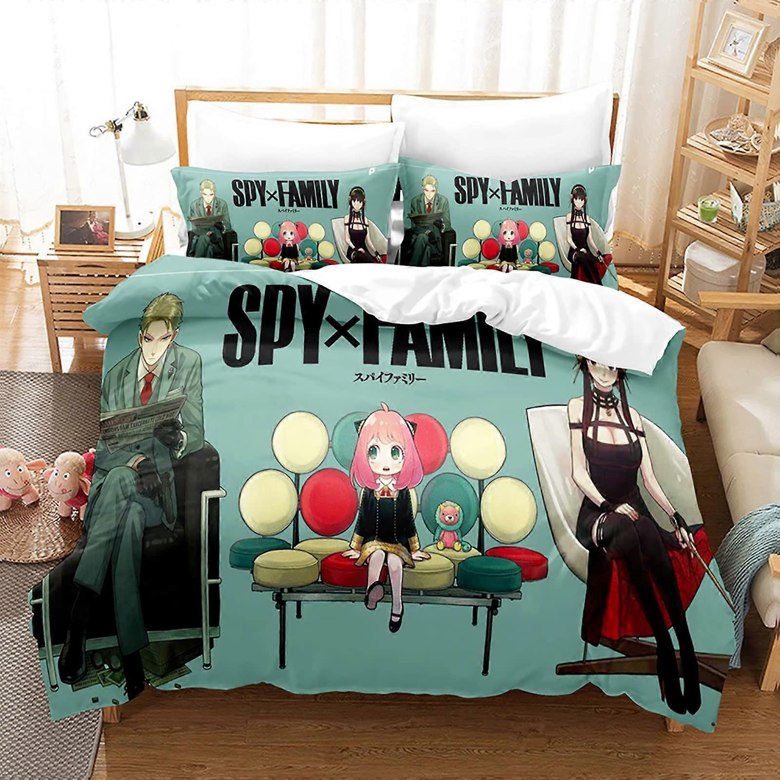 Anime Spy x Family Printed Bedding Set, Anya Forger Soft Duvet Cover Pillowcases, 2Piece Sets Single (12 135 cm x 200 cm) 12 EU single 135*200