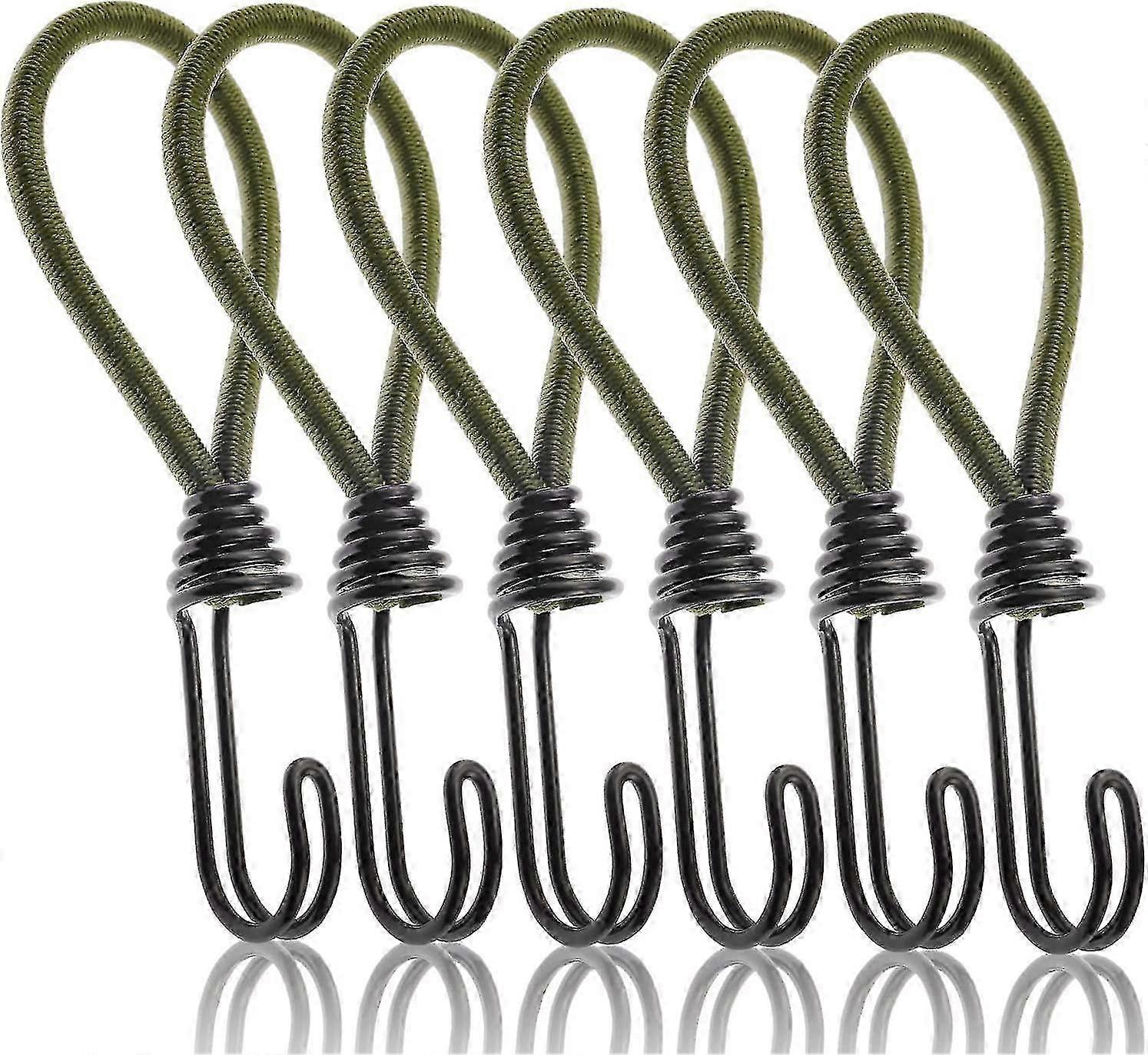 6pcs Elastic Bungee Cords With Metal Hooks For Outdoor Tying Down Tarpaulins