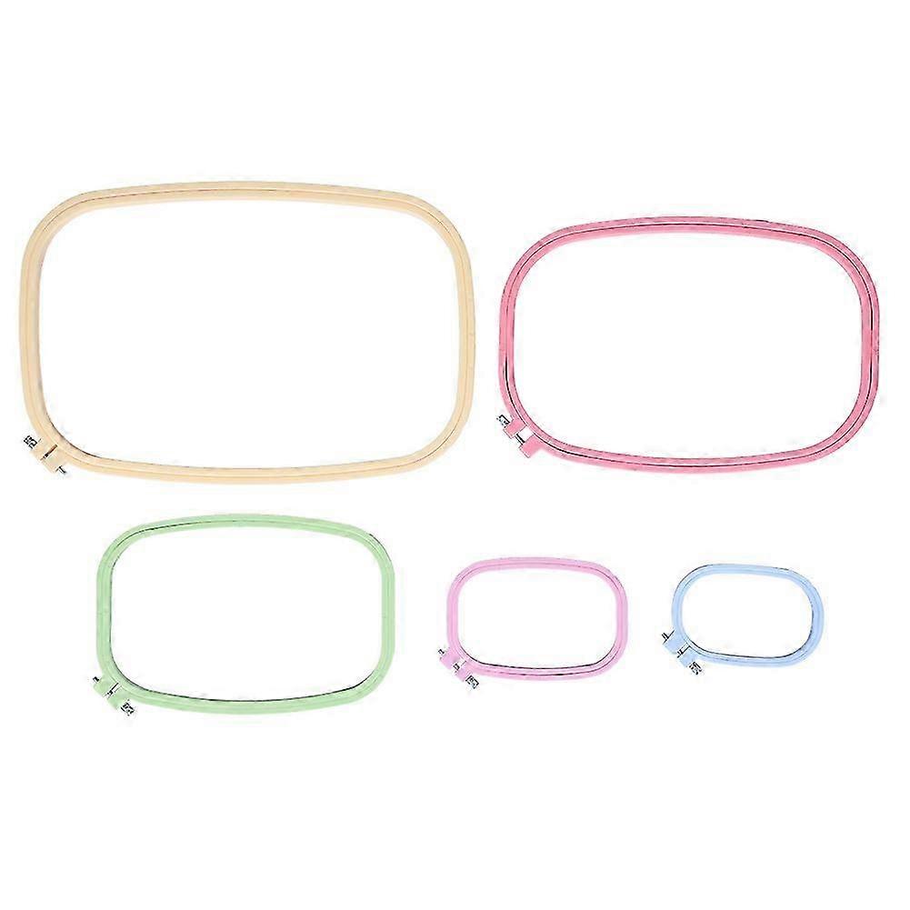 5Pcs Square Embroidery Hoops for DIY Cross Stitch with Colorful ABS Plastic Frame