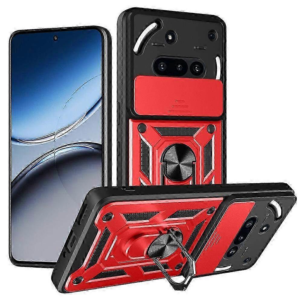Slide Camera Lid PC + TPU Kickstand Phone Cover for Nothing Phone (3a) - Protective Case with Stand