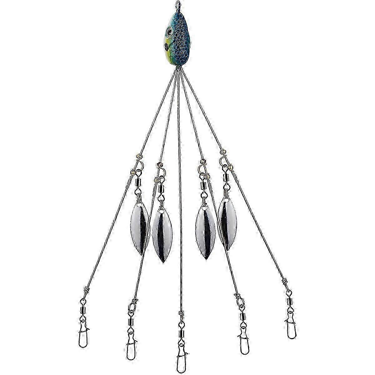 Umbrella Rigs for Bass and Stripers Fishing, Freshwater Swimbait Lures Rig Kit, Blue