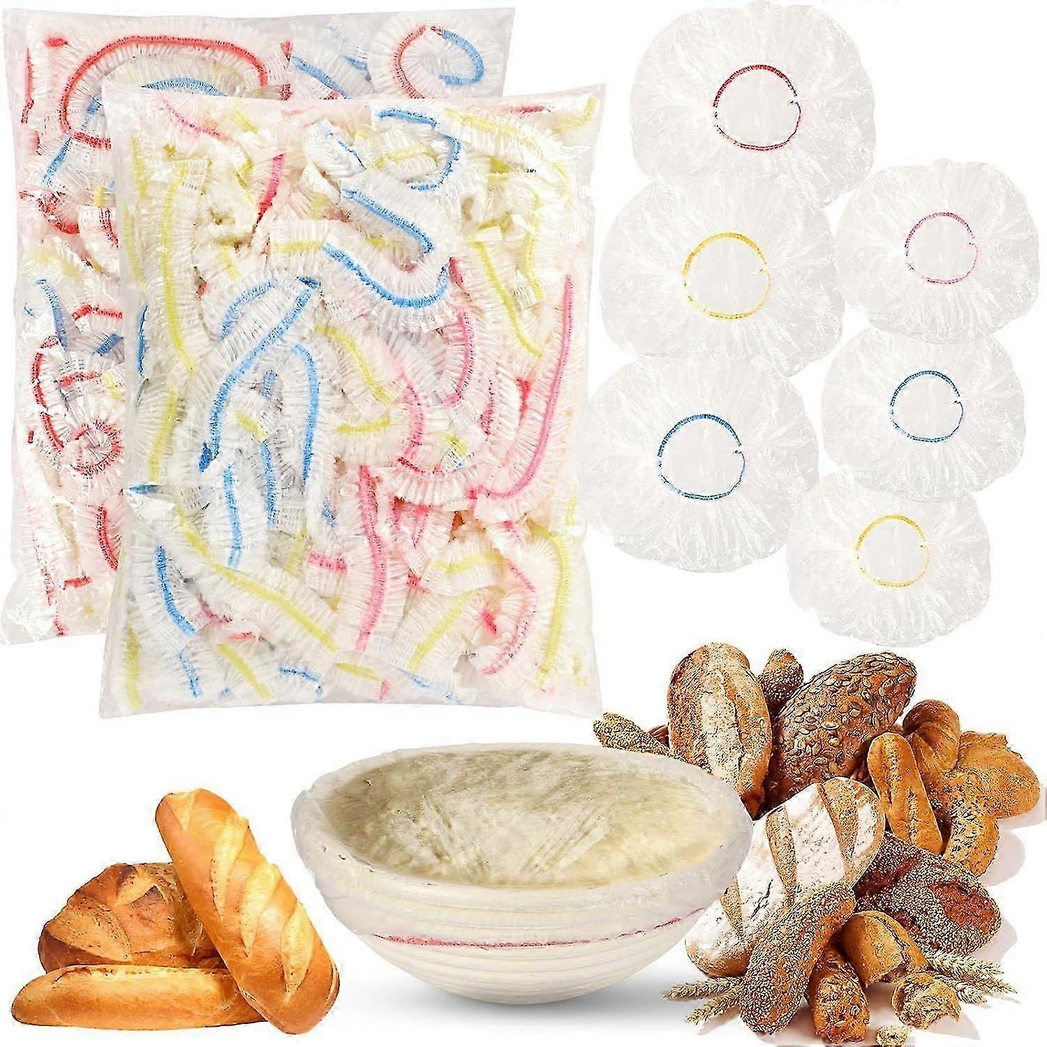 200pcs Reusable Bowl Covers for Bread Proofing 2 Size Elastic Shower Caps for