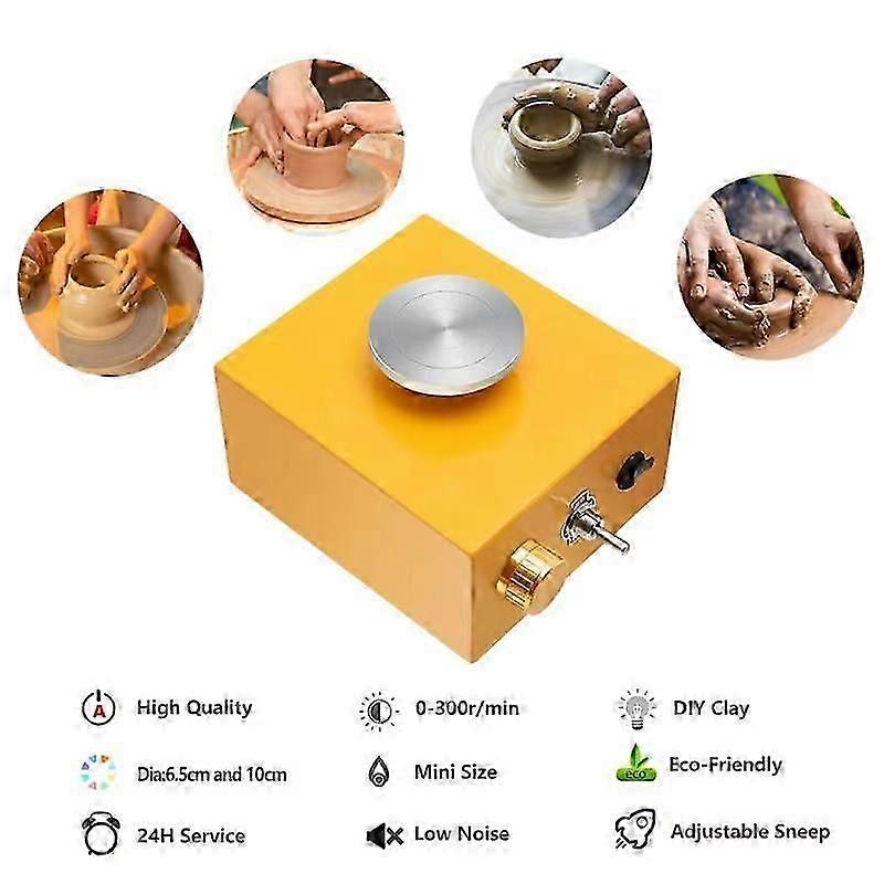 DIY粘土ツールセラミックマシン、セラミックワーク用トレイ付き、ミニ陶芸ホイール、セラミックターンテーブル、ポータブル電動陶芸マシン