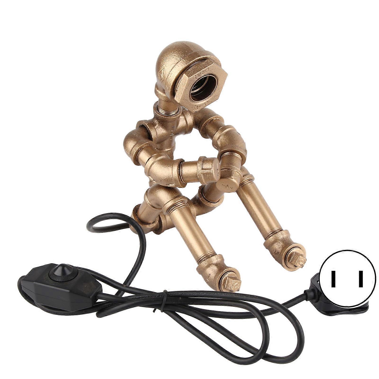 Pipe Industrial Style High Temperature Paint Retro Robot Support E27 Desk Lamp for Coffee Shop Without Bulbs