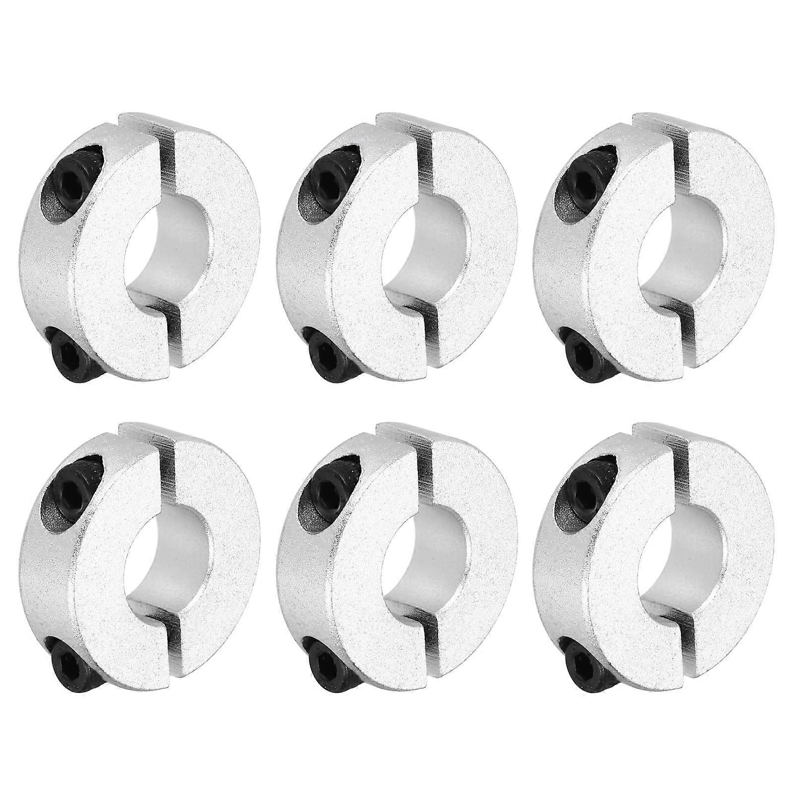 Shaft collar, 13 mm bore, double split aluminum alloy, clamping shaft collars with M4 screw for industrial automation, conveyor systems, 6 pieces.