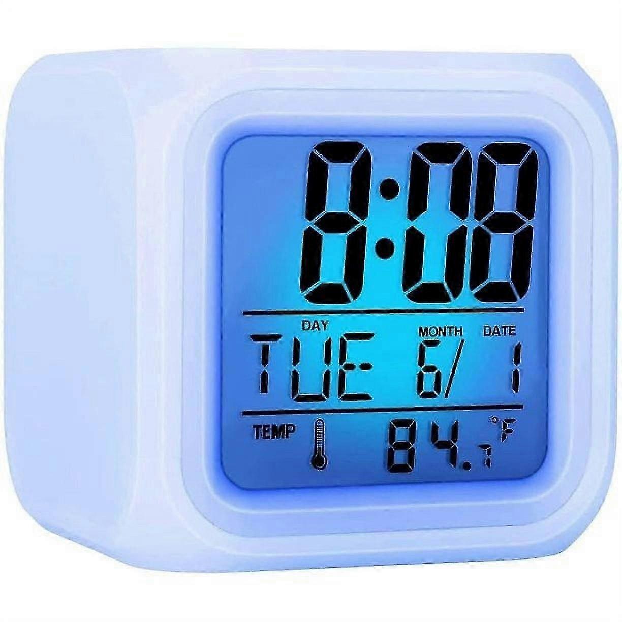 Digitaler Wecker Leuchtwürfel LCD-Uhr mit großer Anzeige Zeit / Datum / Temperatur bunte LED.