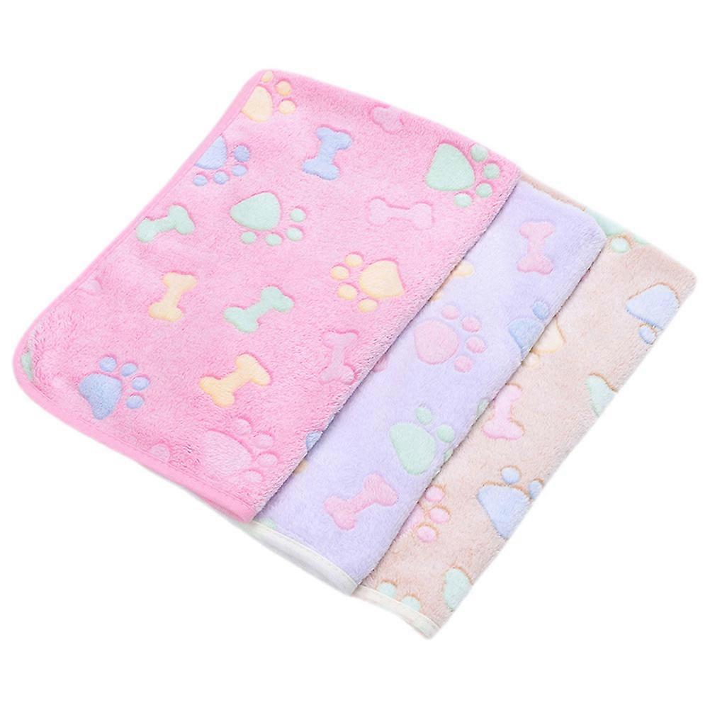 Dog Throw Blanket Pet Blanket Flannel Bone Shape Portable 3Pcs