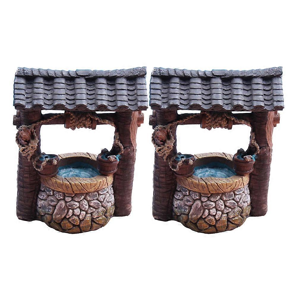 Mini Garden Well Simulation Scene Models Resin Material Home Decoration present Giving 2Pcs