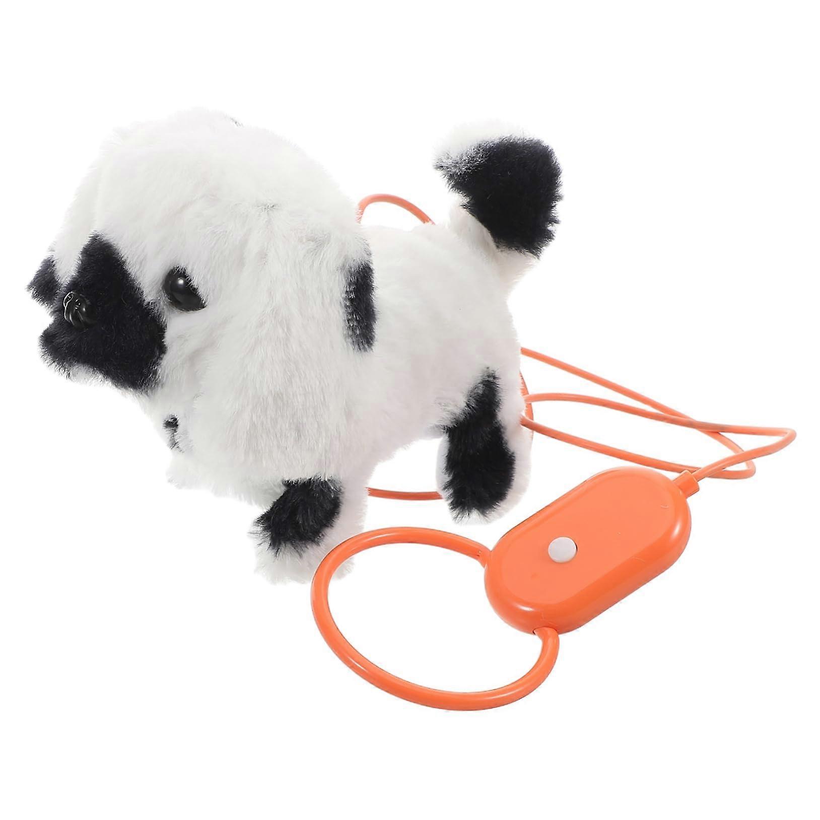 Interactive plush puppy that moves and barks, electronic dog toy with leash for kids, realistic plush puppy model, toy, fun companion for children.