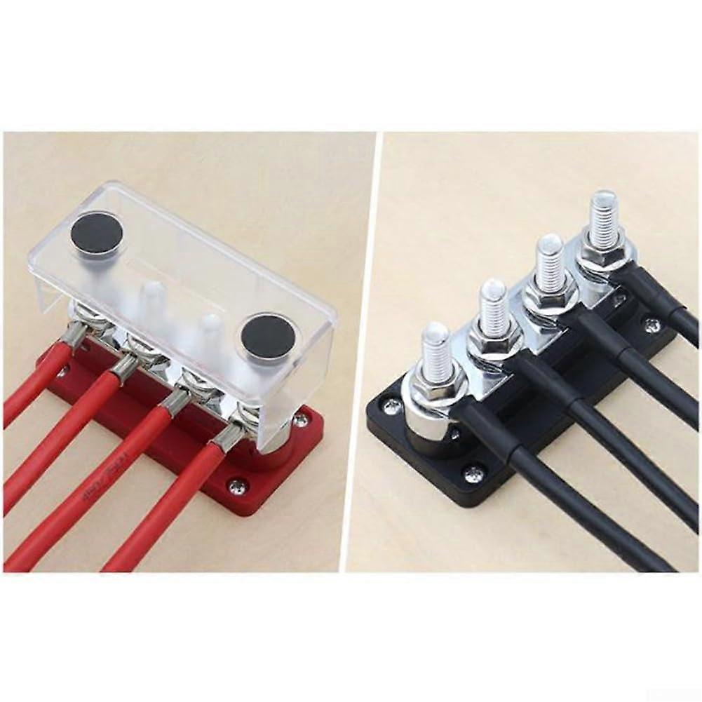 Reliable power distribution busbar for heavyduty applications up to 600 A at 48 V DC, designed for demanding uses (black).