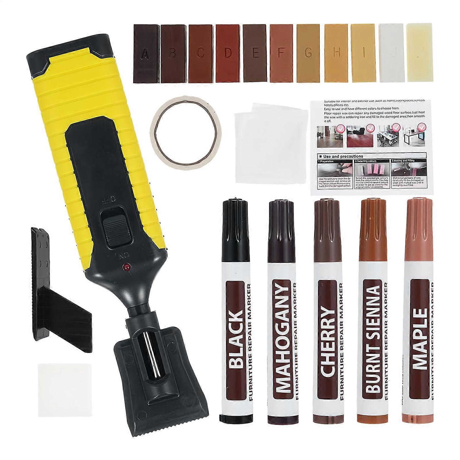 Parquet Scratch Repair Kit for Laminate Floors, Waterproof Paint Markers in 11 Colors for Scratches and Stains