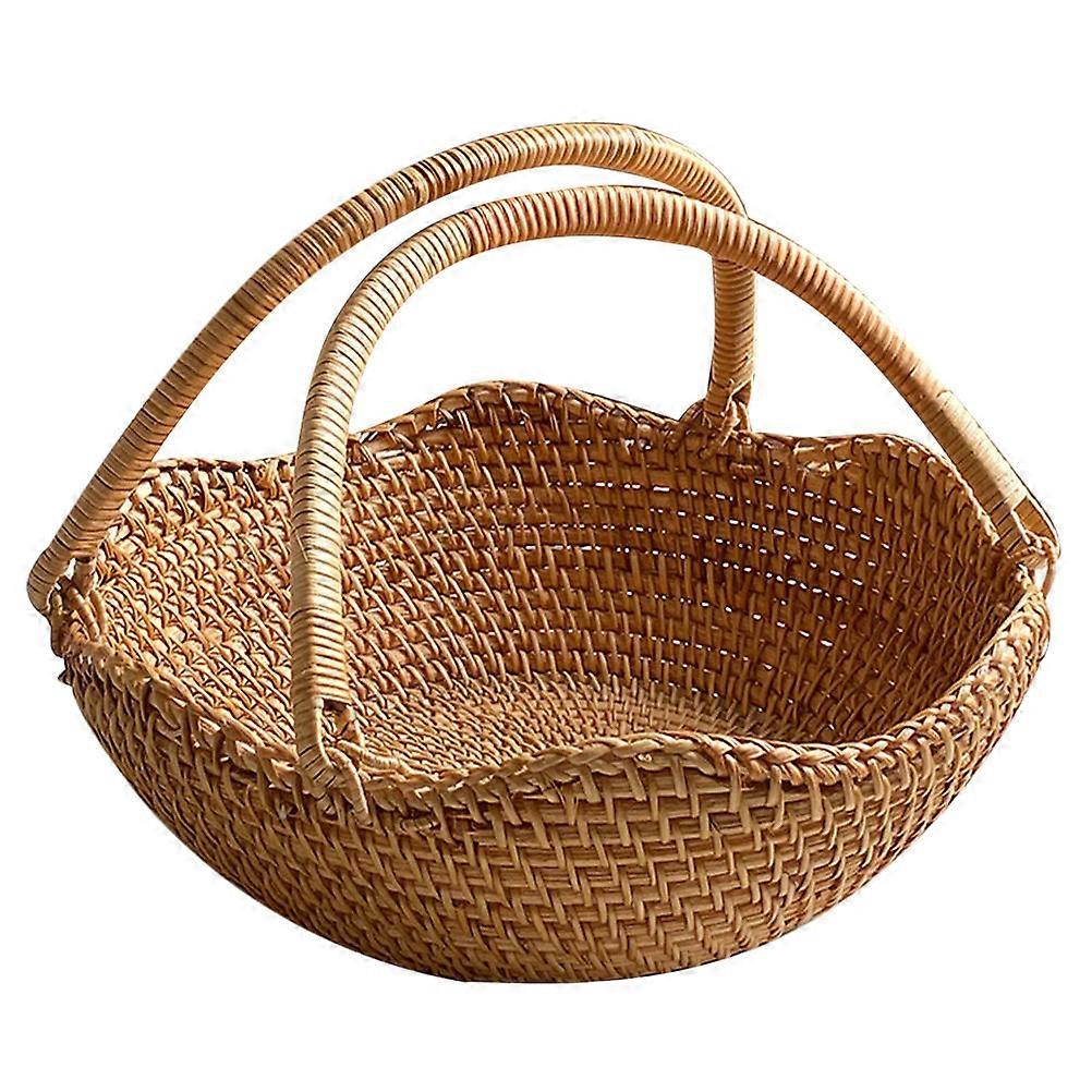 Rattan Baskets For Storage Wicker Basket Small Kitchen Helper present Basket Round Handle 26X26X9CM 1Pack