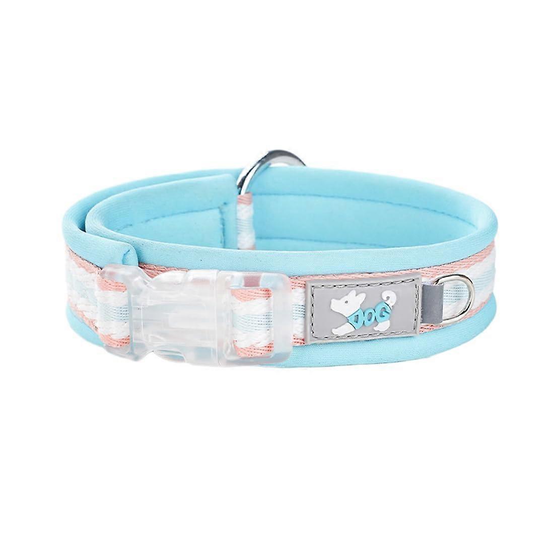 Space Cotton Dog Collar, Breathable Pet Collars for Medium Large Dogs, ExplosionProof Dog Collar Jacquard Intercolor Cat Collar S Blue