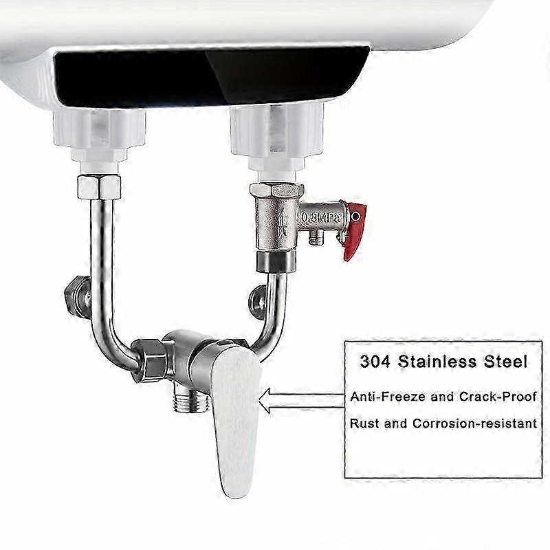 2025 New style 1pc 304 Stainless Steel Electric Water Heater Mixing Valve, Exposed U-Shaped Faucet, Rust-Free With Wire Drawing Process, Universal Hot