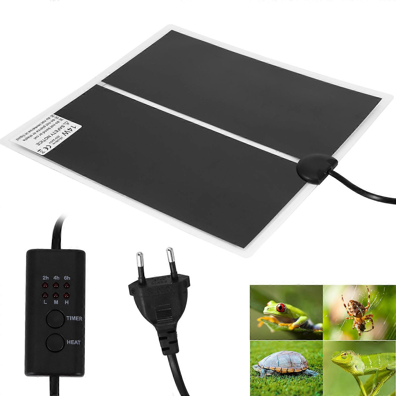 Reptile Heating Pad 3-Temperature Settings with Timer (14W EU Standard 28*28cm)