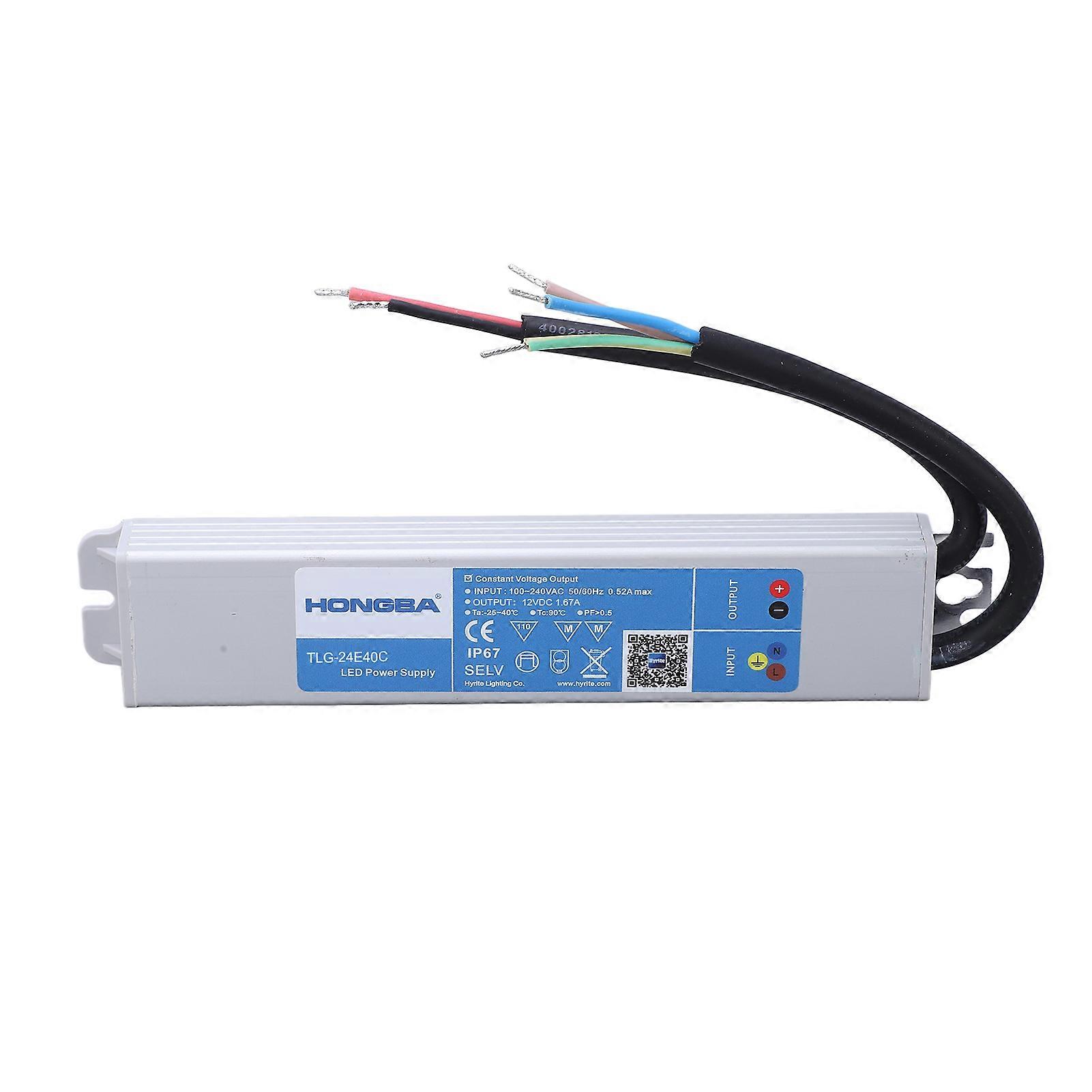 LED Driver IP67 Waterproof LED Power Supply Transformer Adapter for LED Light Outside Input 100‑240VAC DC24V 40W