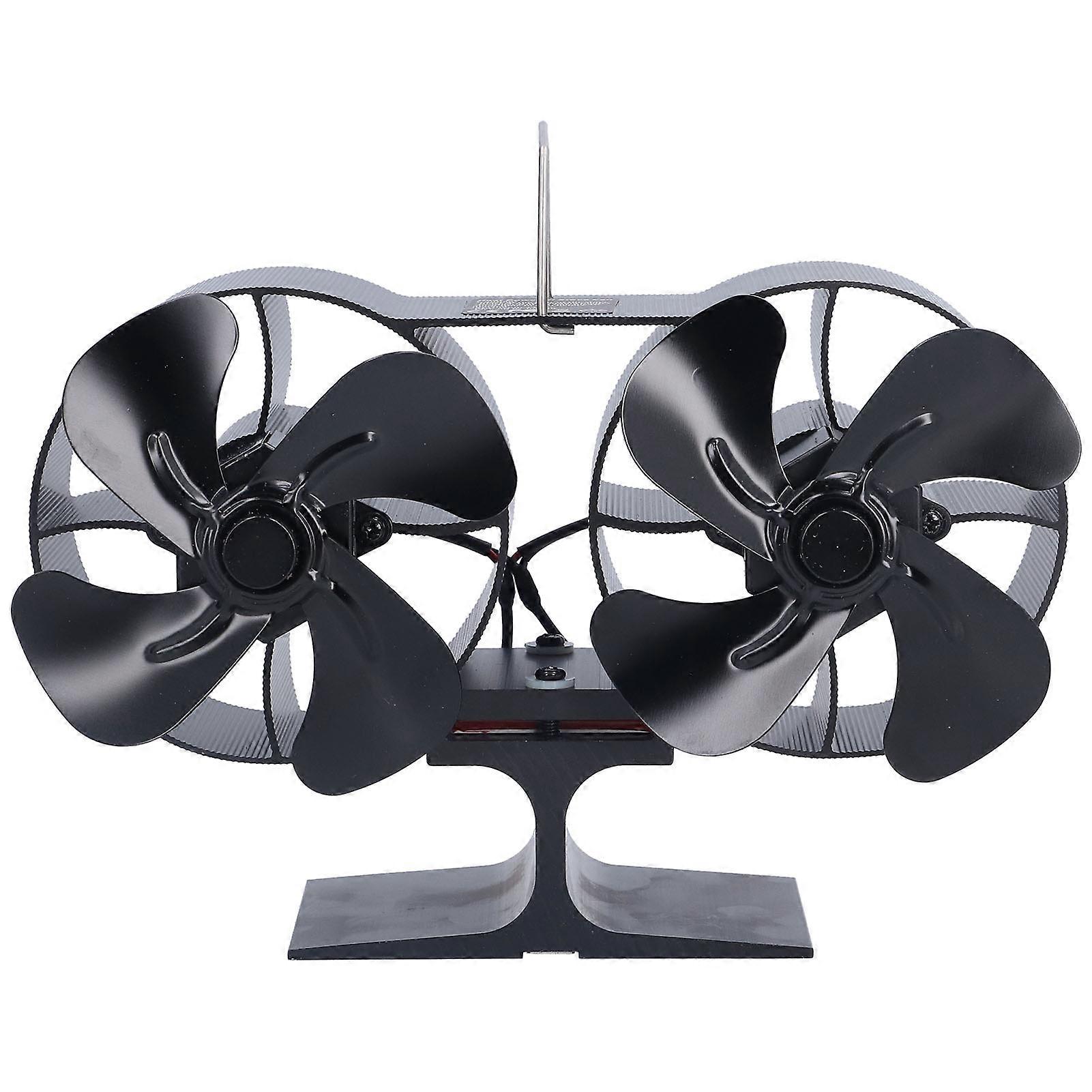 Dual Head Stove Fan 8 Blade Eco Friendly Automatic Heat Powered Fans for Log Burner Wood