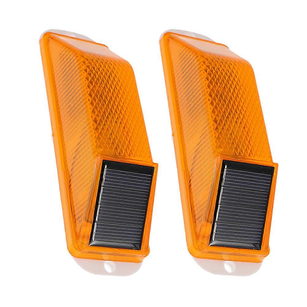 Solar Warning Light Solar Caution Lamps for Fence Use 2Pcs Set Yellow