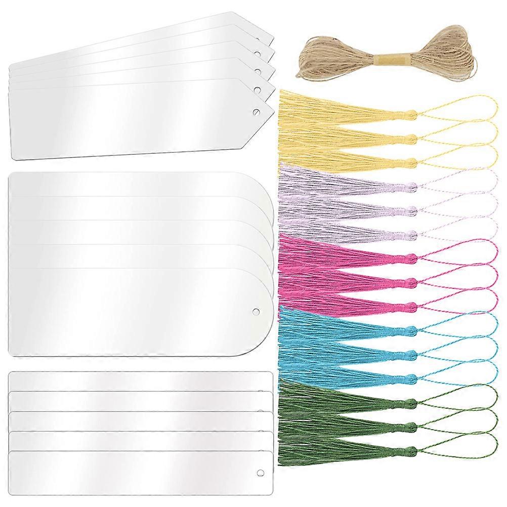 1 Set Acrylic Bookmarks DIY Blank Page Markers with Tassels for Reading Bookmarkers