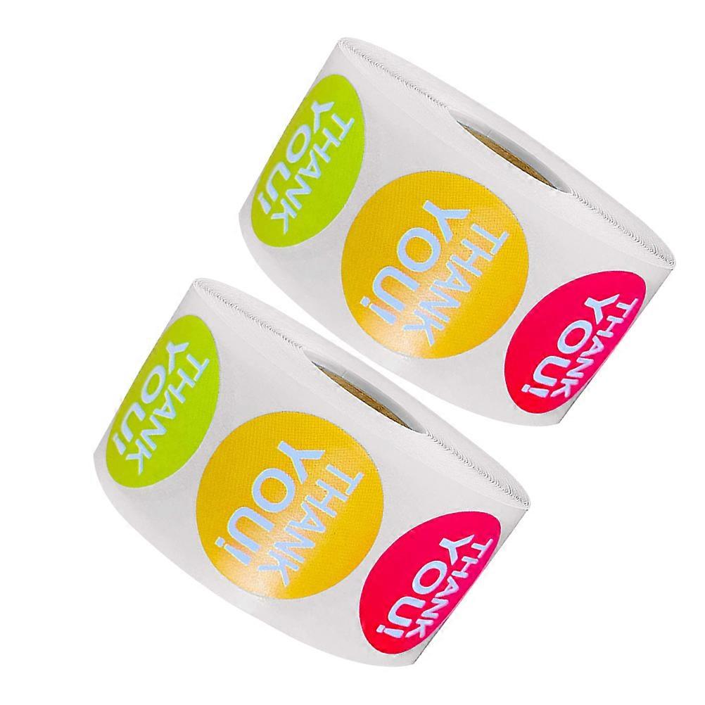 2 Rolls Thank You Stickers Gift Labels Round Seal Stickers for Food Bags and Decor