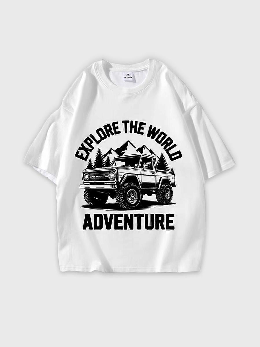 T-shirt round neck Pattern loose short sleeve N256