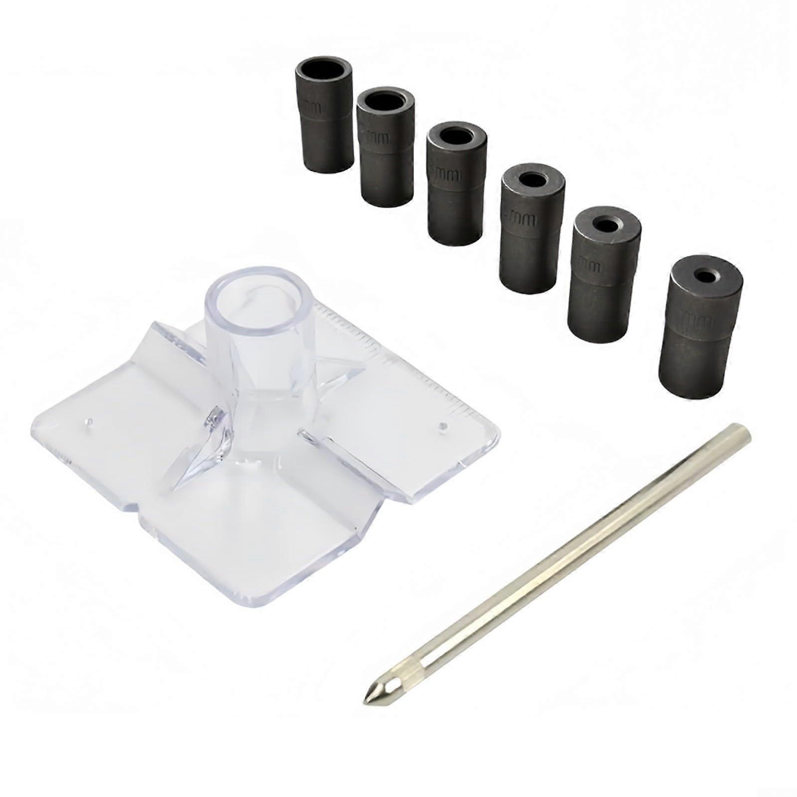 Woodworking Drill Guide Set 6/8/10 Mm Hole Positioning Tool For Flat Boards And Cylindrical Shapes, Chrome-Plated Steel