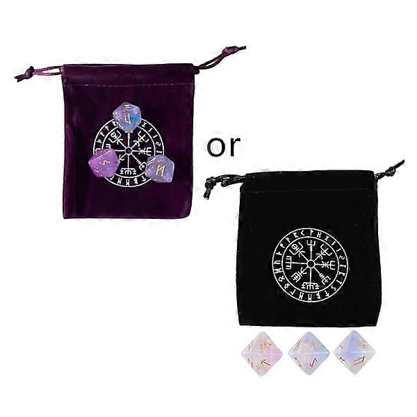 3 Pcs 8-Sided Round Dice Resin Assorted Polyhedral Dice with Storage Bag Set Divination Board