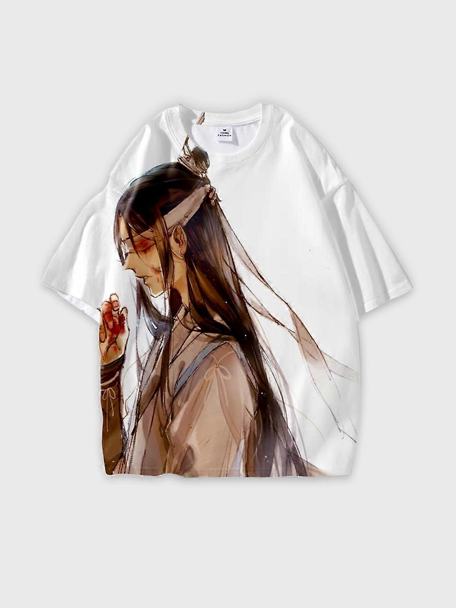 T-shirt round neck Character Pattern loose short sleeve Q01