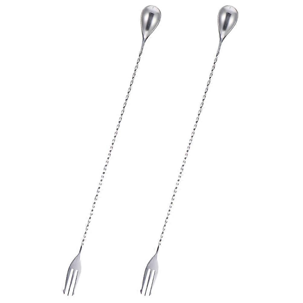 Cocktail Stirring Sticks Made of Stainless Steel for Mixing Drinks at Home Silver 2 Pieces