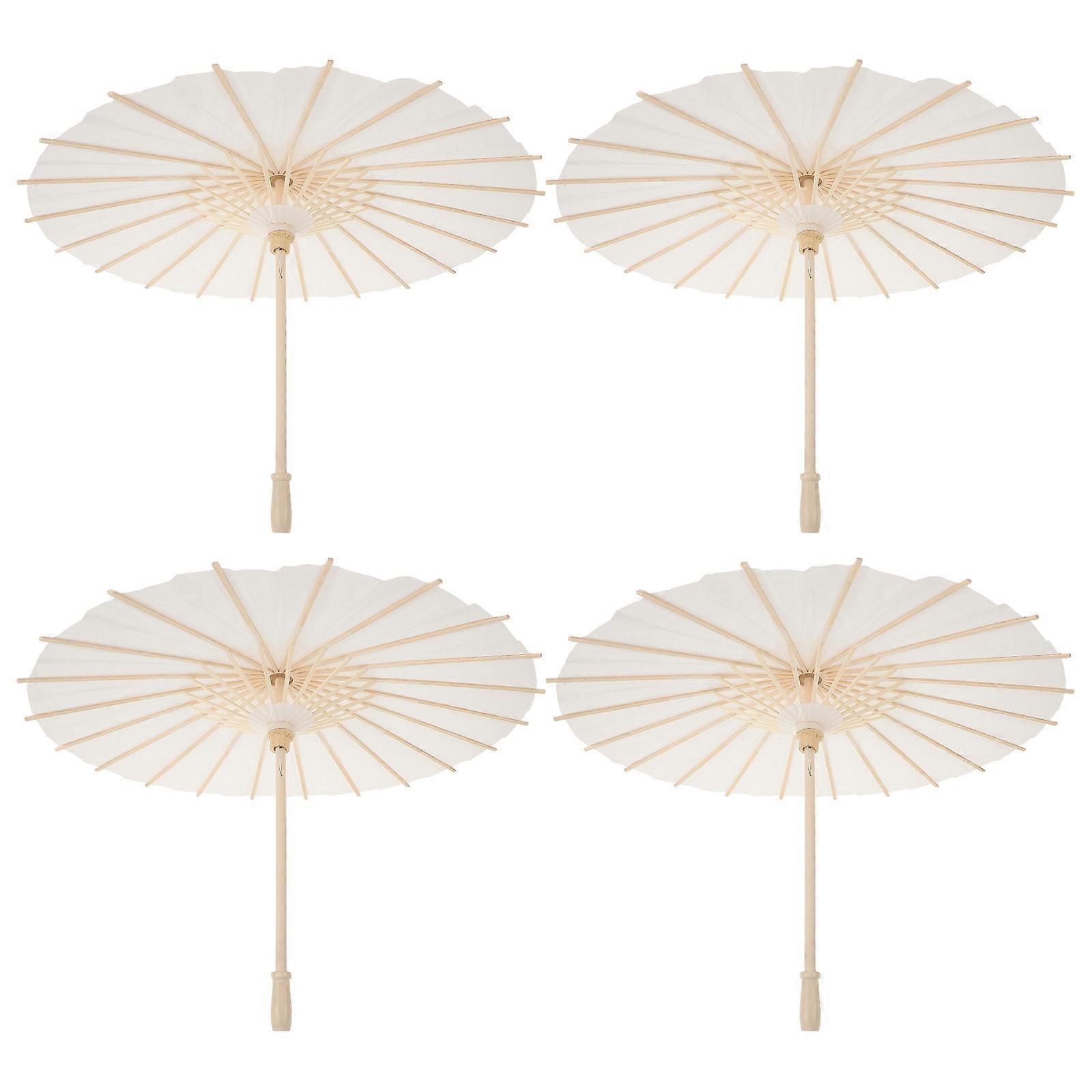DIY HandPainted Paper Umbrella for Kids with Wooden Handle White Color for Creative Projects and Decor