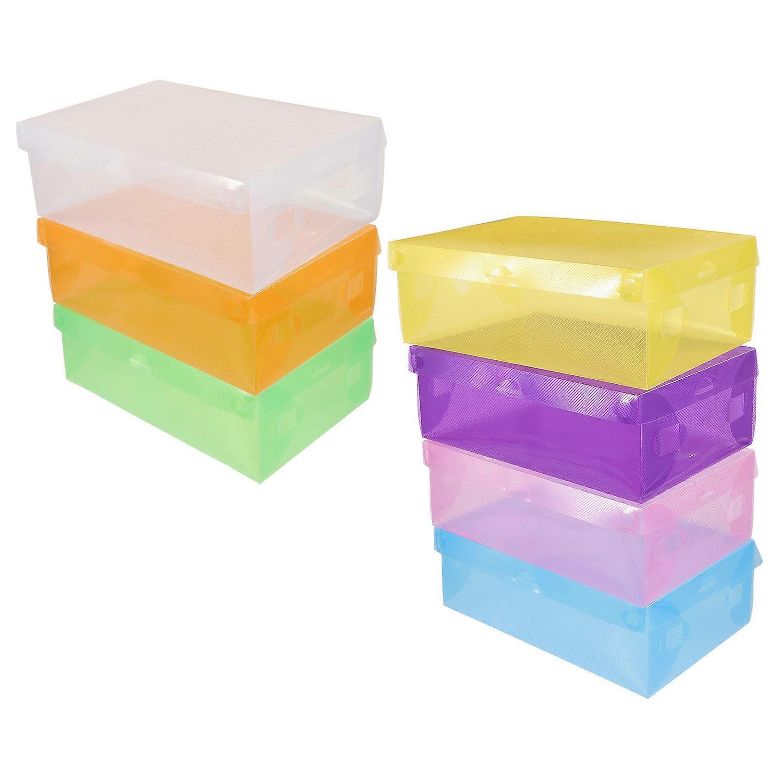 Stackable Plastic Shoe Storage Boxes for Organized Display and Space Saving Use Assorted Color 7Pcs