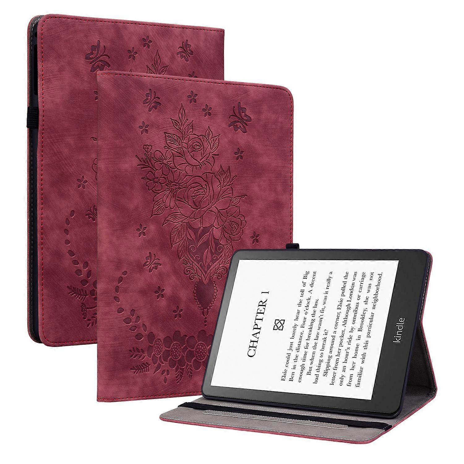 Για Amazon Kindle Paperwhite (2024) Δερμάτινη θήκη Θήκη Κάλυμμα Rose Flower E-Reader Κόκκινο