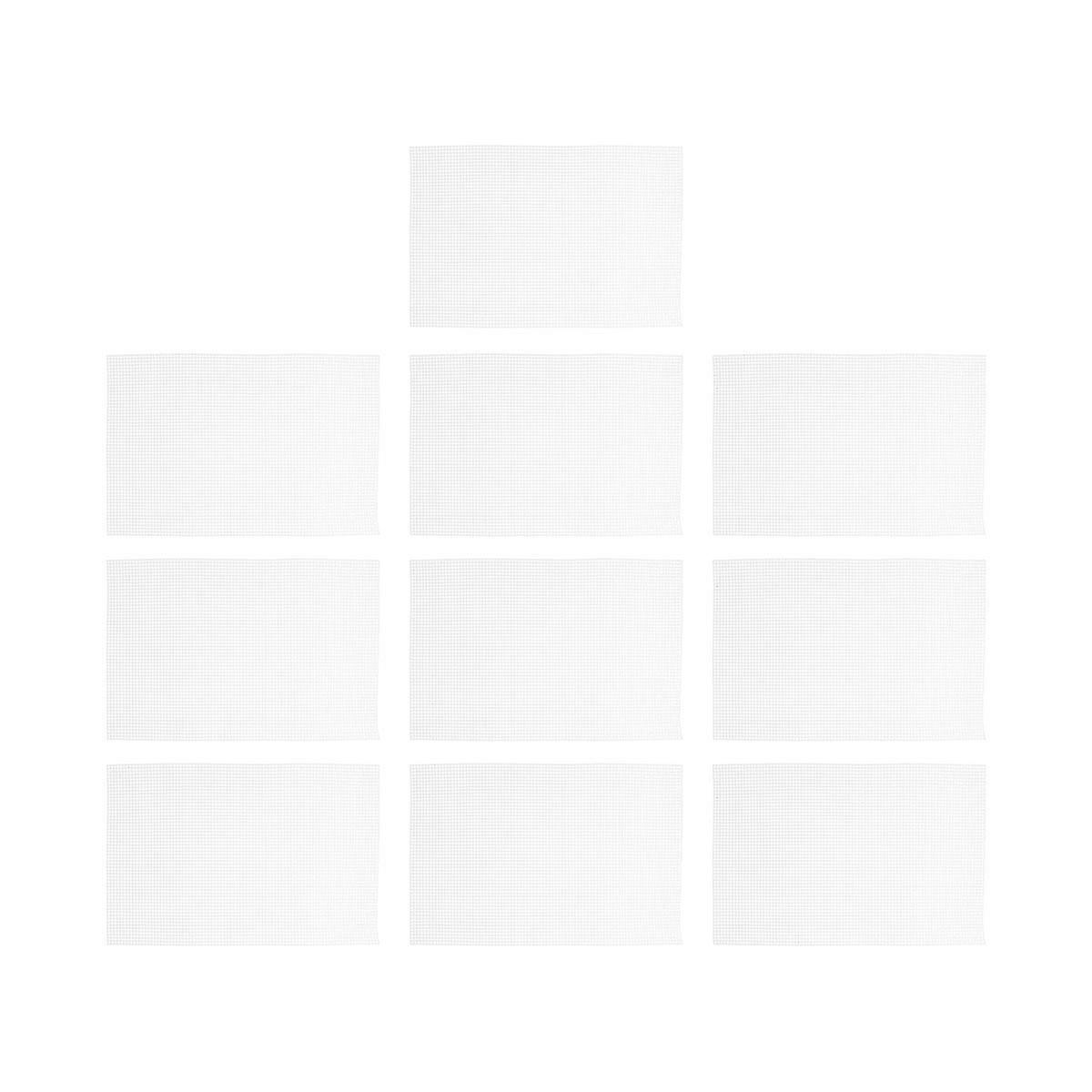 10PCS DIY Cross Stitch Plastic Meshes Cloth Woven Mesh Sheet DLY Plastic Mesh Grids Manual DIY Mesh Piece for DIY Use White Size 1 2