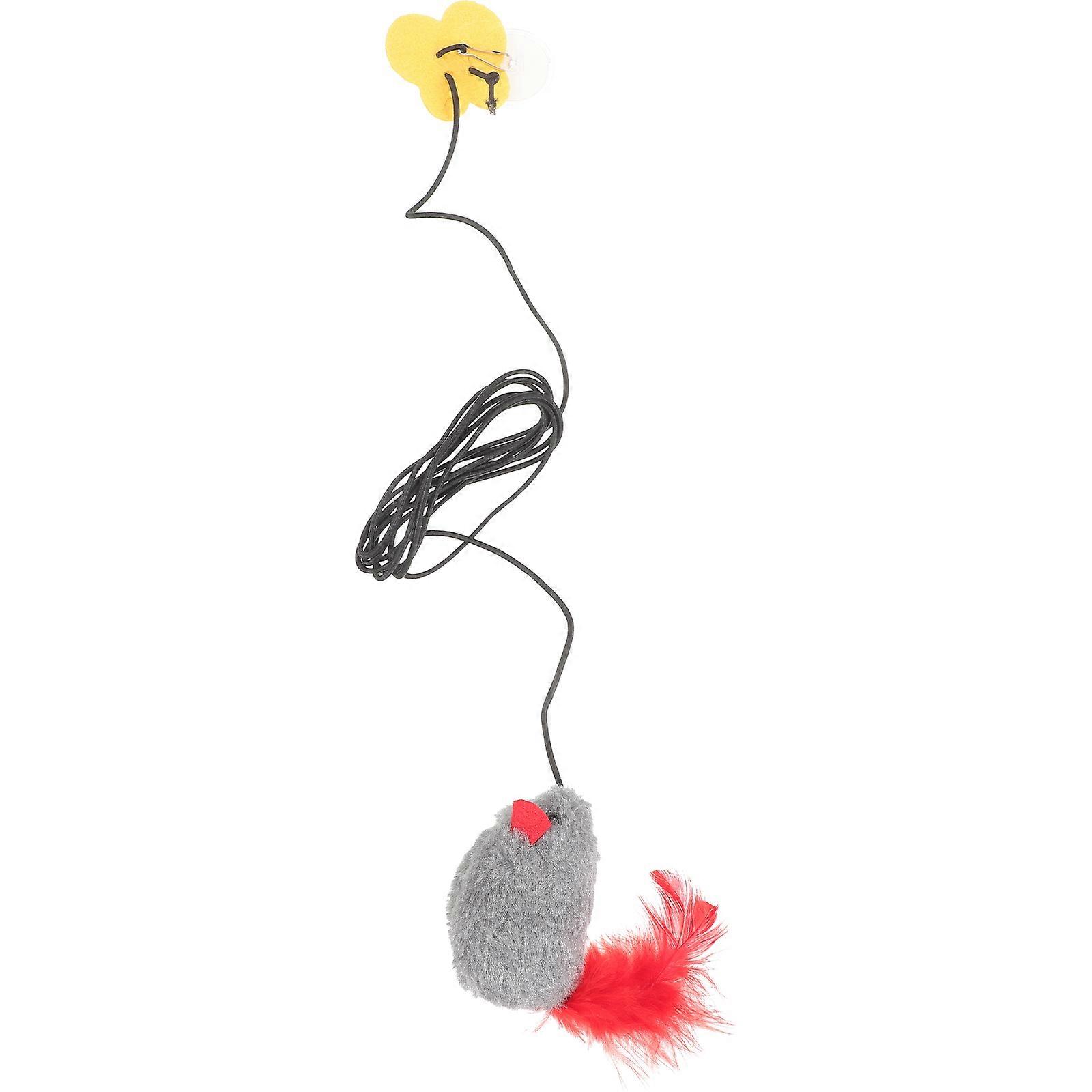 Bouncing Plush Mouse Cat Toy For Indoor Play Elastic Cord Design 2.95X1.97X1.18In 1Pack For Cats