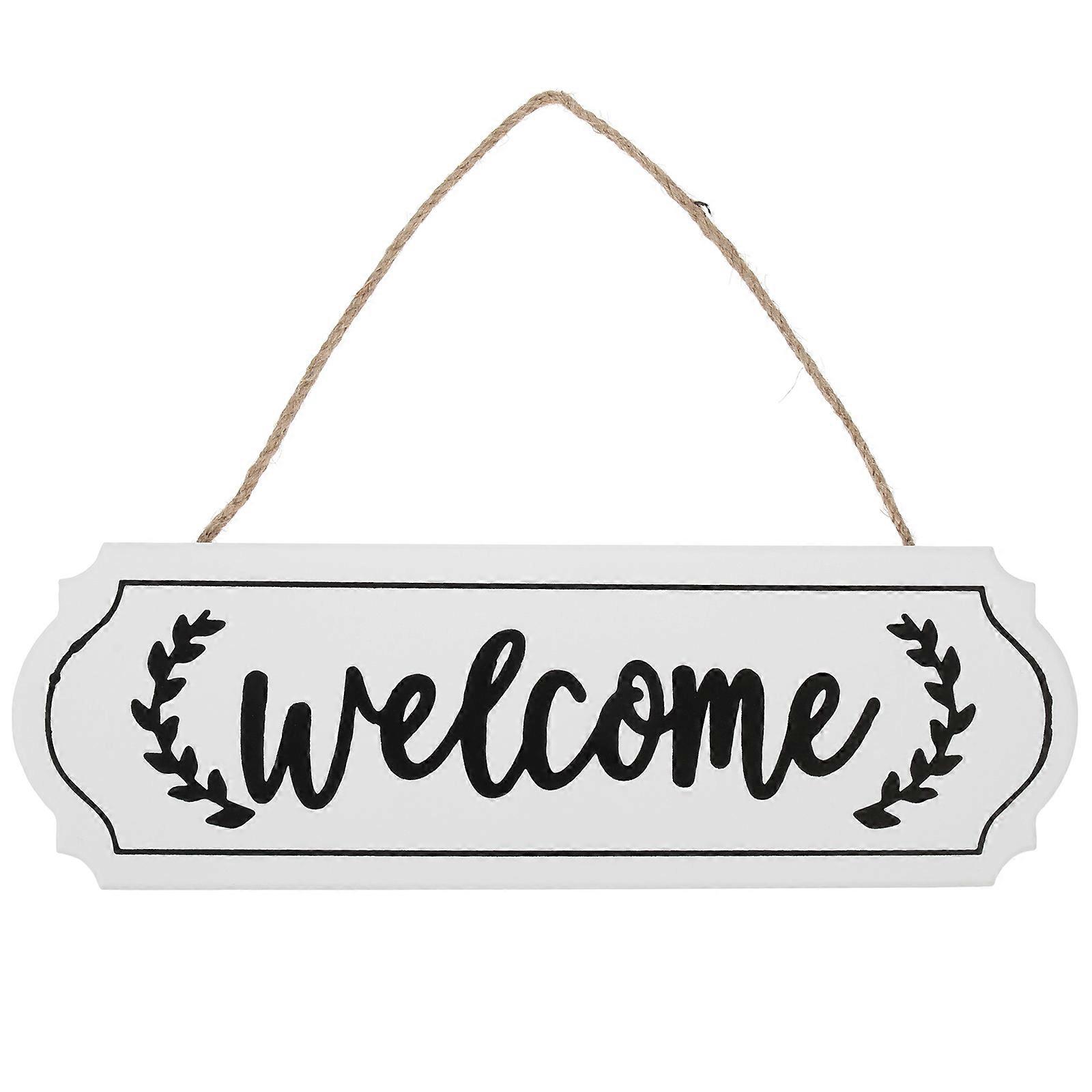 Rustic Wood Welcome Sign for Front Door Porch Decor with Smooth Surface and Round Edges White