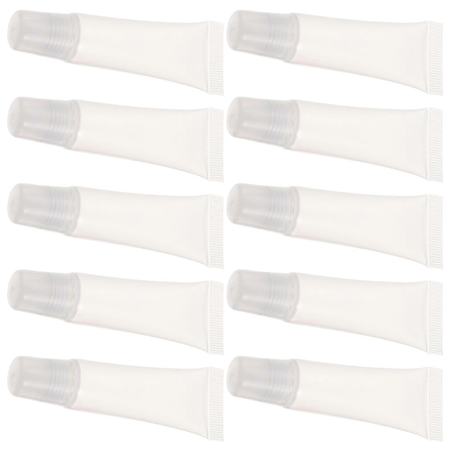 Portable Empty Lip Gloss Tubes for Storage Use Silver Plastic 10pcs Travel Size