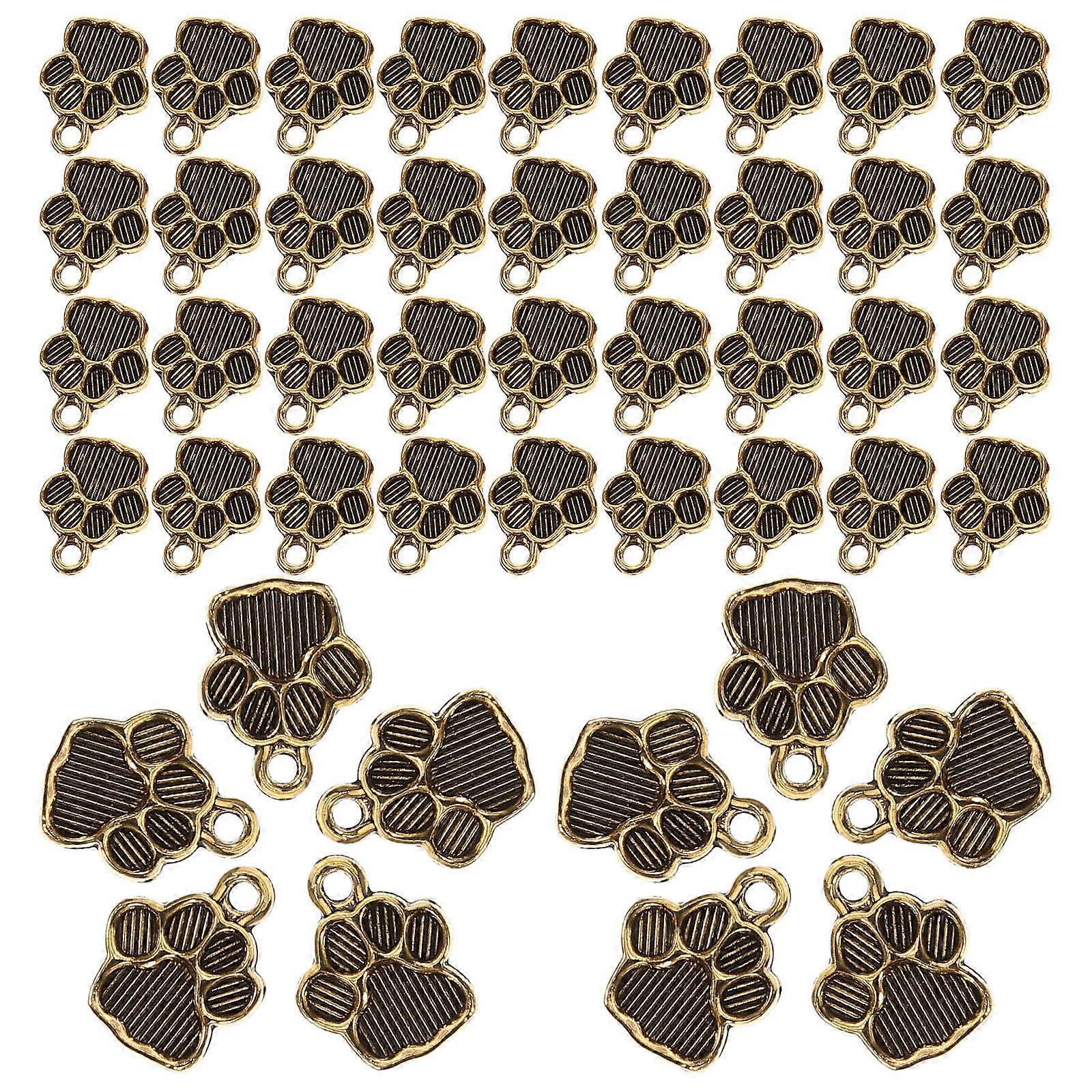100pcs Golden Zinc Alloy Dog Paw Charms for DIY Necklace Accessories and Decorations 10mm