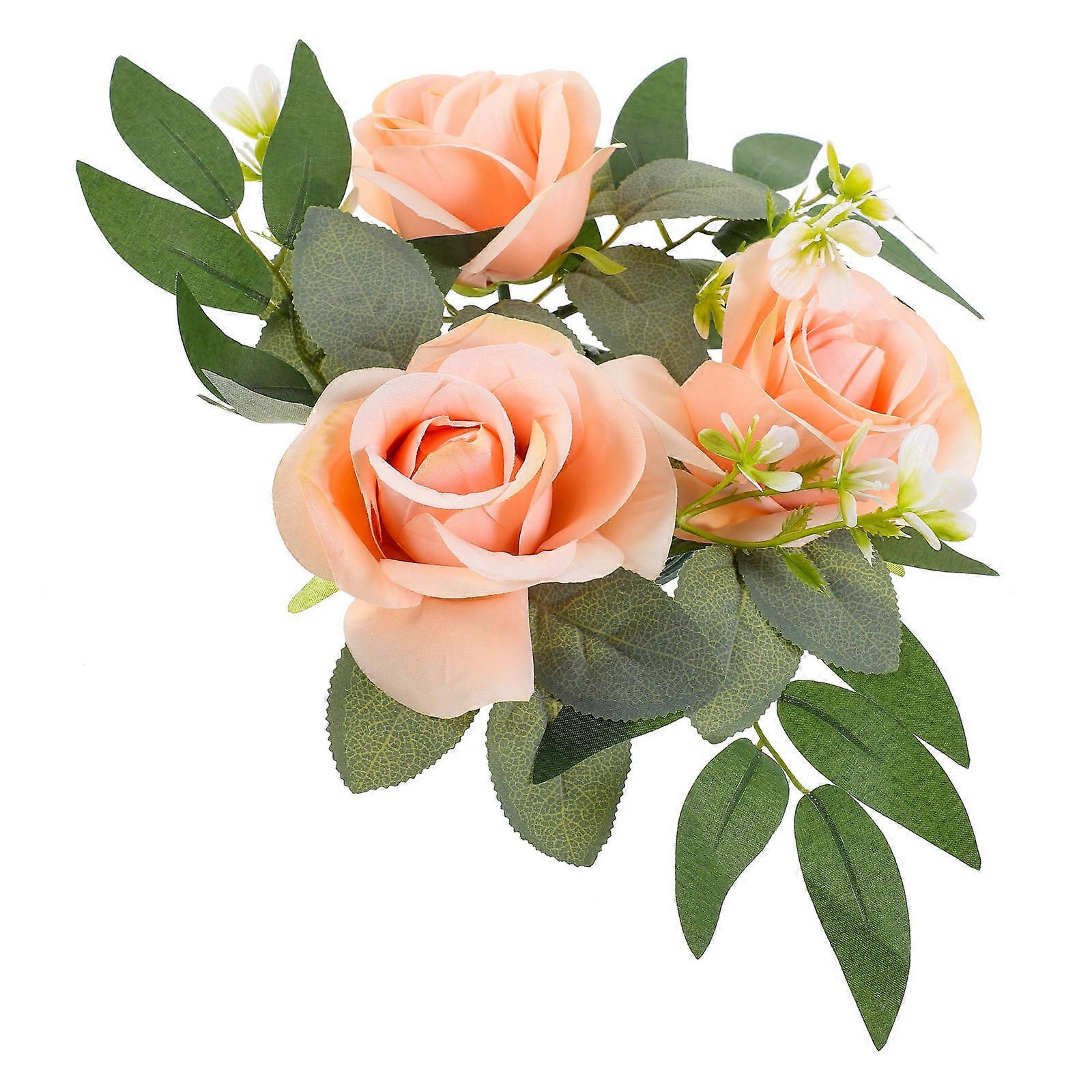 Artificial Rose Candle Wreath for Decor with Plastic and Cloth Assorted Color 6 Inch Diameter