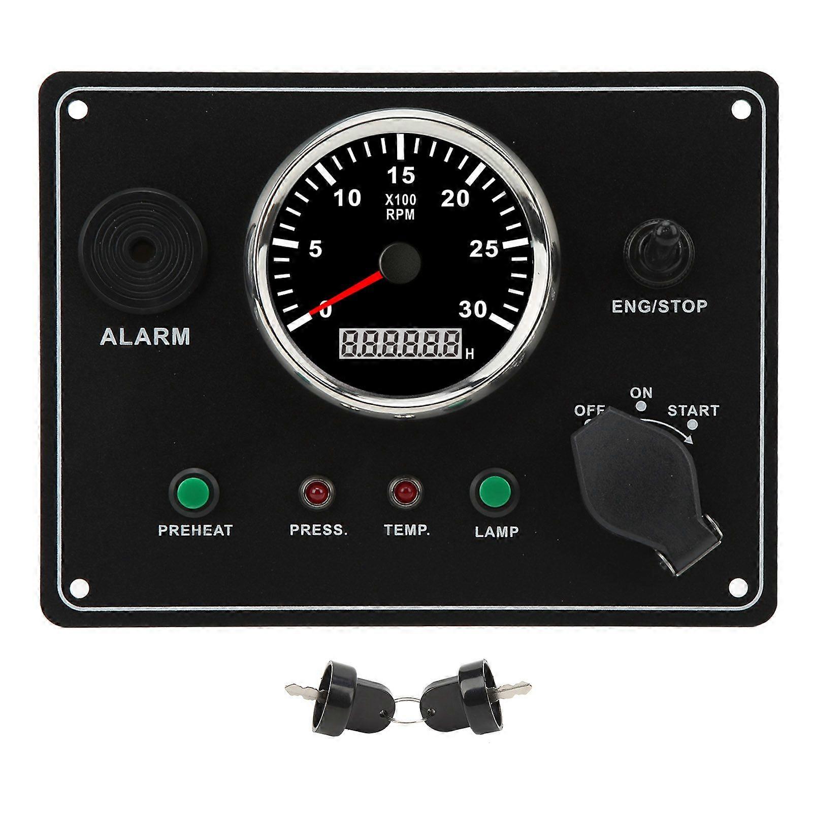 Marine Instrument Panel with Water Temperature Alarm 24V Circuit System