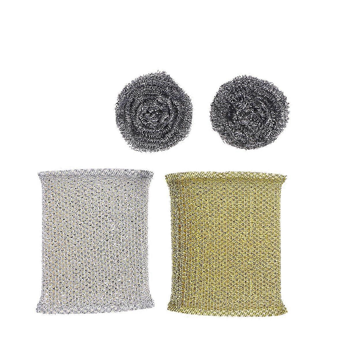 Steel Wire Scouring Pads Non Scratch Perfect for Dish Washing Assorted Color Fits Palm Easily Grease 2 Pieces