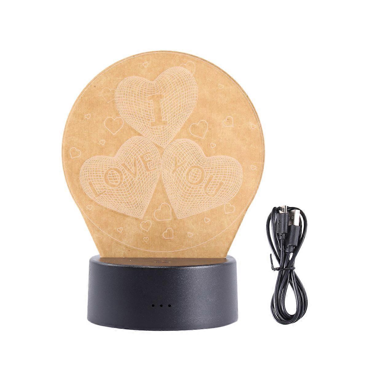 Romantic Heart Shaped LED Night Light with USB Touch Control for Bedroom Table Lighting 3D Acrylic and ABS