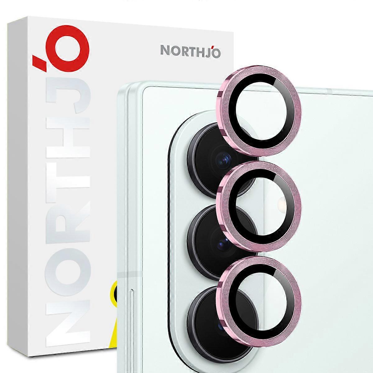 TKdaddy NORTHJO 1セットSamsung Galaxy Z Fold7 5G強化ガラスカメラレンズフィルムCD静脈メタルリングレンズガードピンク